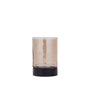 Keylan braunes glänzendes Glas Stormlight Holzsockel S