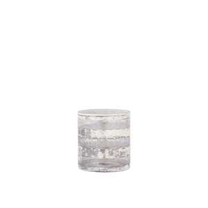 Dessie weiße Glas-Teelichthalter antik silber rundS