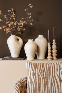 Candle holder Kirsey Cream made of ceramic, irregular shape B 3