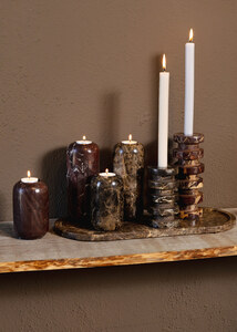 Eris candle holder pillar made of dark brown marble S 3