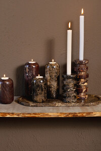 Eris candle holder column made of dark brown marble L 2