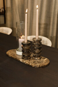 Eris candle holder S with dark brown marble coating 2