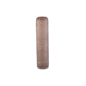 Vaela Beige Glas handgeschliffene Waben-Vase L
