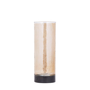 Keylan braune Glasvase mit Glanz, Mangoholz-Sockel S