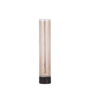 Keylan braune Glasvase mit Glanz, Mangoholz-Sockel M