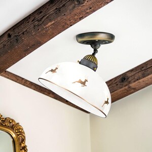 Ceiling light NONNA, antique brass, deer grey 3