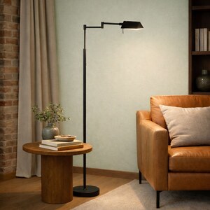 Leselampe GlowGo 4603ZW – schwarze Stehlampe mit Akku und verstellbarem Arm