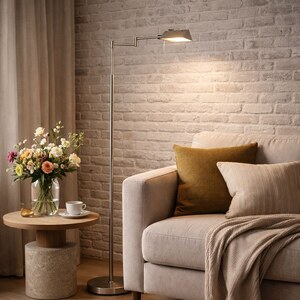 Leselampe GlowGo 4603ST – Stahl Stehlampe mit Akku und Leselicht