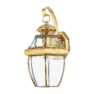 Newbury 1 Light Medium Wall Lantern - Lacquered Polished Brass 1
