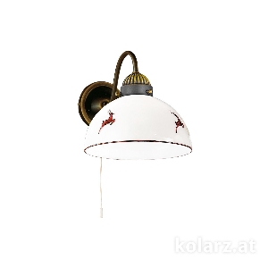 Wandleuchte NONNA, Altmessing, Hirsch Rot Breite 20 cm, max. Höhe 20 cm, Ausladung 17 cm, 1 flg., E27, 75 W